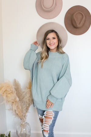 Cozy Morning Oversized Sweater in Seafoam – Lynn Leigh B