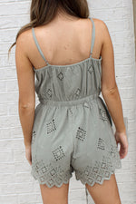 Off She Goes Romper in Sage