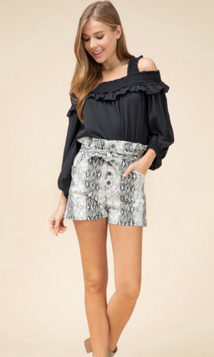 What A Charmer Snakeskin Shorts