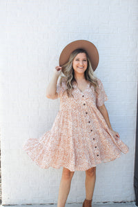 Floral Print tiered dress with Buttons